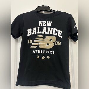 New Balance Kids Tee in Black with Tan Logo